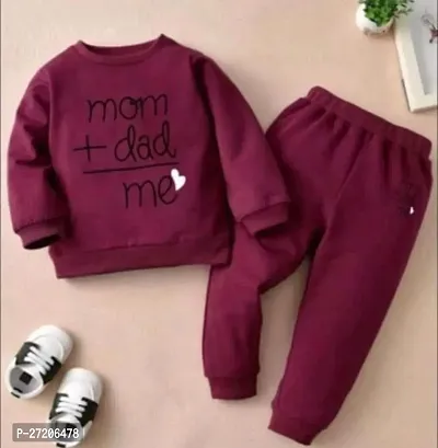 MOM DAD +ME FULLT-SHIRT PANT(MAROON AND MAROON)