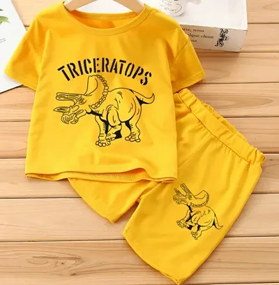 TRICERATOPS HALF T-SHIRT PANT (YELLOW AND YELLOW)