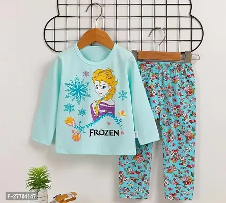 FROZEN QUEEN FLOWER PRINT +FLOOR PRINT(FULL T0P+FULL PANT) LIGHT FIROJA BLUE + FIROJA BLUE DIGITAL PRINT