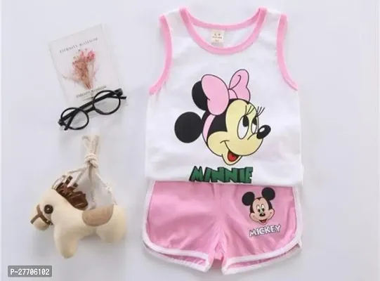 kids cloth (MINNIE MIC KEY ) SENDO+HAF PANT ,,,,WHITE TOP+PINK PANT ) PINK+WHITE