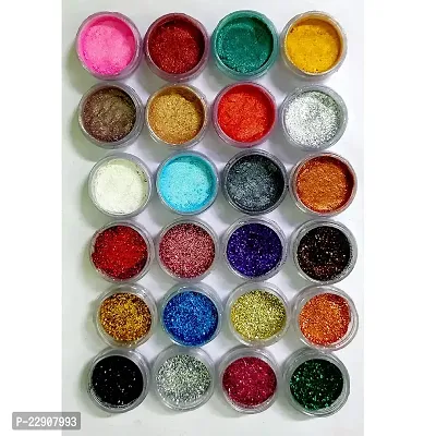 VOZWA Eyeshadow Powder (12 Glitter Eyeshadow + 12 Shimmer Eyeshadow) Eye Shadow, Multicolor Shimmery  Glitter Finish-thumb0