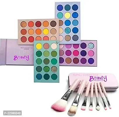 Rupali Eyeshadow Palette 60 Colors Mattes and Shimmery Finish High Pigmented Color Board Palette Long Lasting Makeup Blendable Professional Eye Shadow with 7 Pc Makeup Brush Soft and Puffy Set - Multicolor