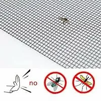 Attachh Fibre Glass PVC Coated Mosquito Net Mesh with Loop Stitching and Self Adhesive Hook to fix Window Frame, Insect Net (Grey Color, 48/60 Inch or 4/5 Feet or 122/152.5 cm)-thumb1