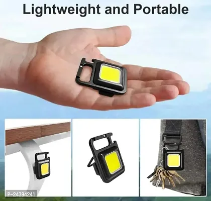 Attachh Emergency Light LED COB Key Chain Flashlights USB Rechargeable Magnetic Work Light 3 Modes Portable Mini Light with Folding Bracket Pack of 1-thumb4