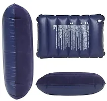 Attachh Inflatable Velvet Travel Pillow I Air Pillow for Family I Neck Pillow Navy Blue (Pack of 1)-thumb3