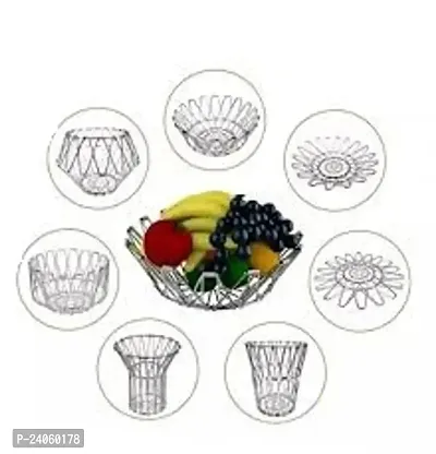 Attachh Stainless Steel Multipurpose 8 Shape Fruit and Vegetable Stand for Kitchen | Steel Basket for Dining Table | Fruit Basket 8 Shapes Design Pack of 1