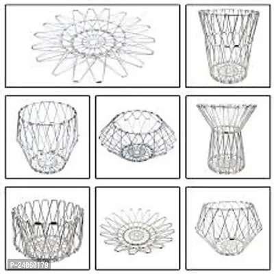 Attachh Stainless Steel Multipurpose Folding Fruit Bowl and Vegetable Basket for Home, Kitchen, Dining Table, 8 Shapes Flexible Home Decor Bowl Pack of 1-thumb0