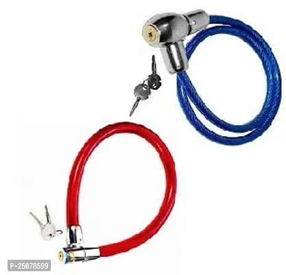 Attachh  Anti-Theft Bike Lock, Helmet Safety Lock, Bicycle/Cycle Cable Lock Multicolor with 2 Keys Pack of 2-thumb0