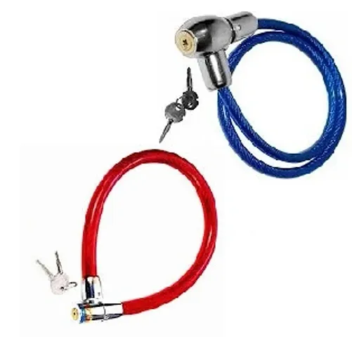 Attachh  Anti-Theft Bike Lock, Helmet Safety Lock, Bicycle/Cycle Cable Lock Multicolor with 2 Keys Pack of 2