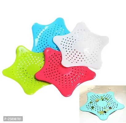 Attachh Silicone Star Shape Kitchen Sink Strainer l Shower Drain Hair Catcher l Anti-Clogging Floor Filter for Bathroom Kitchen Accessories Pack of 6-thumb0