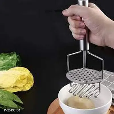 Attach Stainless Steel Potato Masher | Pav bhaji, Vegetable Smasher (Silver)-thumb0