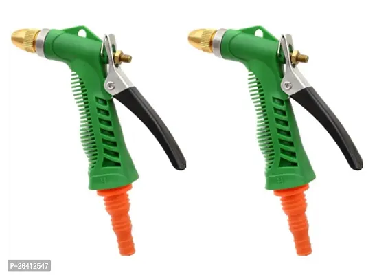 Attach Multi Function High Pressure Water Spray Hose Pipe Gun for Car Washing, Gardening and Cleaning Green Brass Nozzle (Pack of 2)