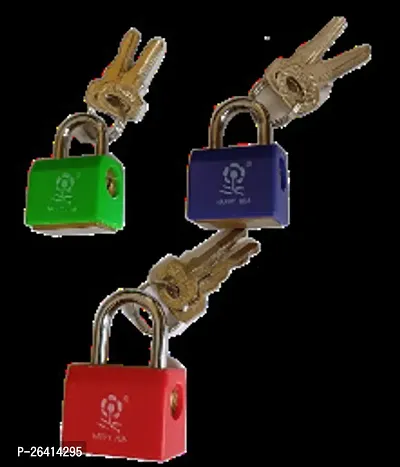 Attach Small Size Padlocks Securing Luggage for travelling Schools, Gym and Baggage Multicolor Pack of 3-thumb0