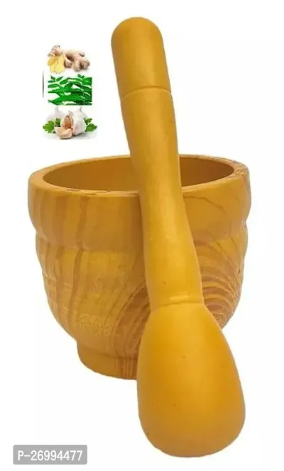 Attach Kitchen Khalbatta Okhli Masher |Mortar and Pestle Set |Melamine Khal Batta|Imam dasta |Okhli|Musal|Khallad Pack of 1-thumb0