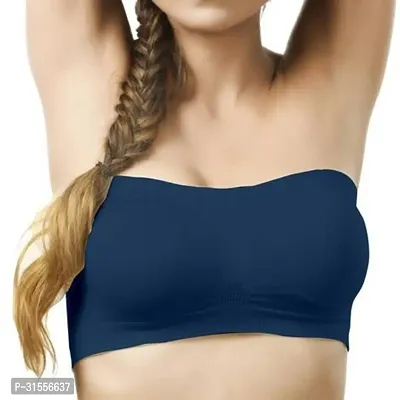 Stylish Navy Blue Cotton Blend Bras For Women-thumb0