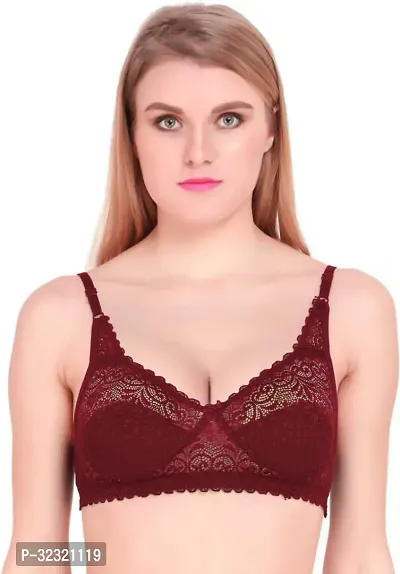 Stylish Maroon Cotton Blend Everyday Bra For Women