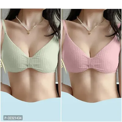 Stylish Multicoloured Cotton Blend Padded Bra For Women Pack Of 2-thumb0