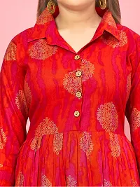 Aarika Girls Orange-Rani Colour Printed Cotton Kurti-thumb4