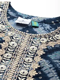 Aarika Womens Blue Color Printed/Embroidery Cotton Kurti-thumb1