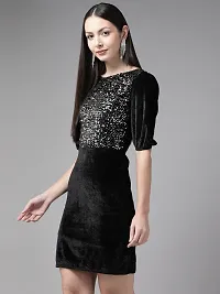 Aarika Womens SILVER Color Velvet Dress-thumb2