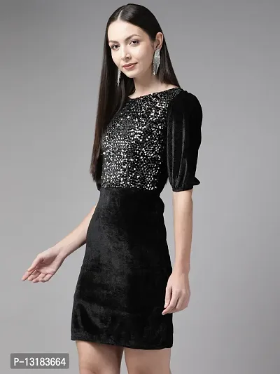 Aarika Womens SILVER Color Velvet Dress-thumb3