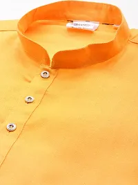 Aarika Mens Ethnic Wear Mustard Colour Solid Cotton Kurta Pyjama Set-thumb1
