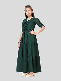 Aarika Girls Dark Green Color Georgette Gown-thumb2