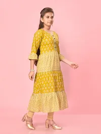 Aarika Girls Yellow Color Cotton Floral Kurti-thumb2