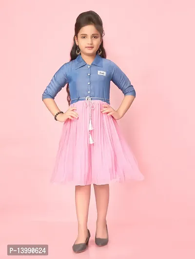 Aarika Girls Pink Colour Cotton Blend Solid Dress-thumb0