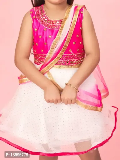 Aarika Girls Rani-White Color Net Embroidery Dress-thumb5
