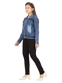 Stylish Fancy Denim Solid Blue Color Jacket For Girls-thumb2