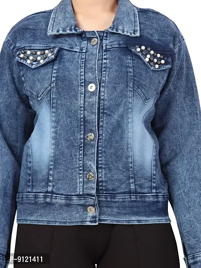 Stylish Fancy Denim Solid Blue Color Jacket For Girls-thumb5