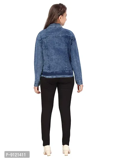 Stylish Fancy Denim Solid Blue Color Jacket For Girls-thumb4