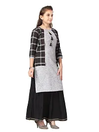Stylish Fancy Cotton Black Color Party Wear Kurti Skirt Set For Girls-thumb1