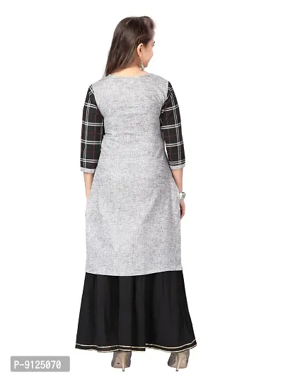 Stylish Fancy Cotton Black Color Party Wear Kurti Skirt Set For Girls-thumb4
