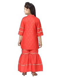 Stylish Fancy Cotton Gajri Color Kurti Sharara Set For Girls-thumb3