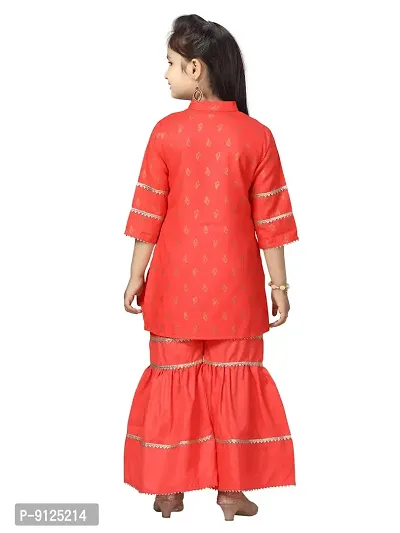 Stylish Fancy Cotton Gajri Color Kurti Sharara Set For Girls-thumb4