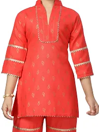 Stylish Fancy Cotton Gajri Color Kurti Sharara Set For Girls-thumb4