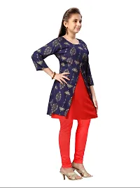 Stylish Fancy Cotton Navy Blue-Red Party Wear Kurti For Girls-thumb1