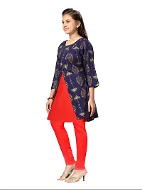 Stylish Fancy Cotton Navy Blue-Red Party Wear Kurti For Girls-thumb2