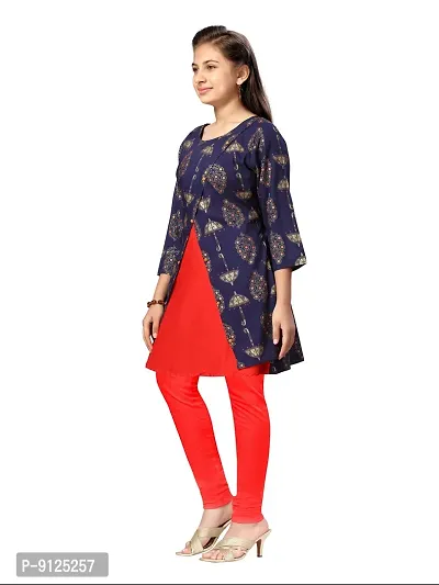 Stylish Fancy Cotton Navy Blue-Red Party Wear Kurti For Girls-thumb3
