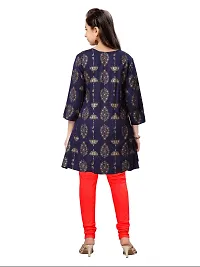 Stylish Fancy Cotton Navy Blue-Red Party Wear Kurti For Girls-thumb3