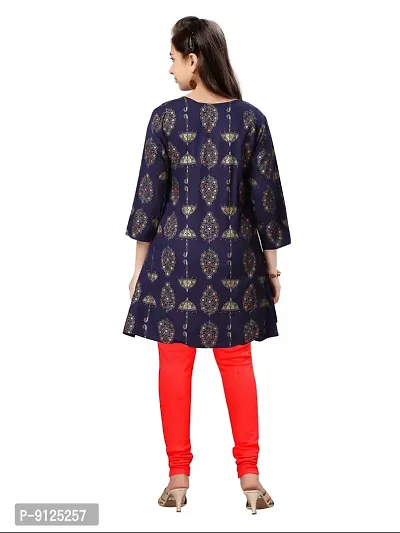 Stylish Fancy Cotton Navy Blue-Red Party Wear Kurti For Girls-thumb4