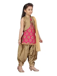 Stylish Fancy Silk Rani-Gold Colour Suit Salwar Set For Girls-thumb1