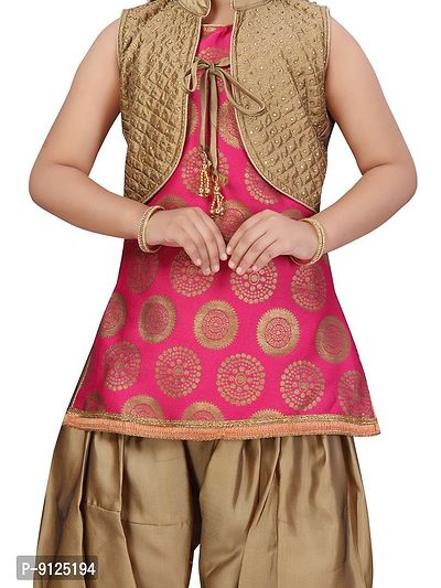 Stylish Fancy Silk Rani-Gold Colour Suit Salwar Set For Girls-thumb5