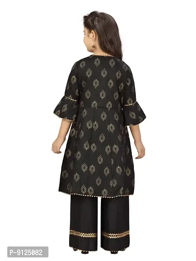 Stylish Fancy Cotton Black Colour Kurta Palazzo Set For Girls-thumb4