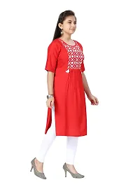 Stylish Fancy Cotton Red Color Kurti For Girls-thumb1