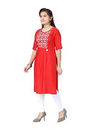 Stylish Fancy Cotton Red Color Kurti For Girls-thumb2