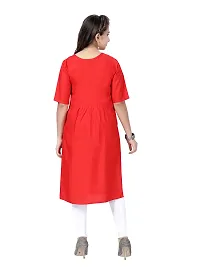 Stylish Fancy Cotton Red Color Kurti For Girls-thumb3