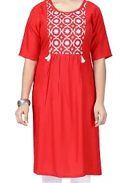 Stylish Fancy Cotton Red Color Kurti For Girls-thumb4